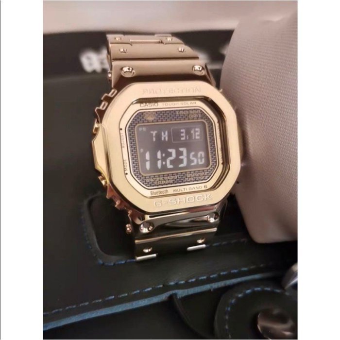 熱銷# &【限時特價】實拍 CASIO 卡西歐手錶 G-SHOCK GMW-B5000D-1A 鋼帶 金色 銀色 男士高品質手錶