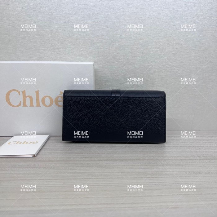 30年老店 現貨 CHLOE ALPHABET WALLET皮革 荔枝紋 黑色 長夾 皮夾