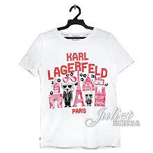 【茱麗葉精品】【全新精品】KARL LAGERFELD 卡爾 專櫃商品 水鑽LOGO卡爾貓咪公仔棉質短T恤.白XS 現貨