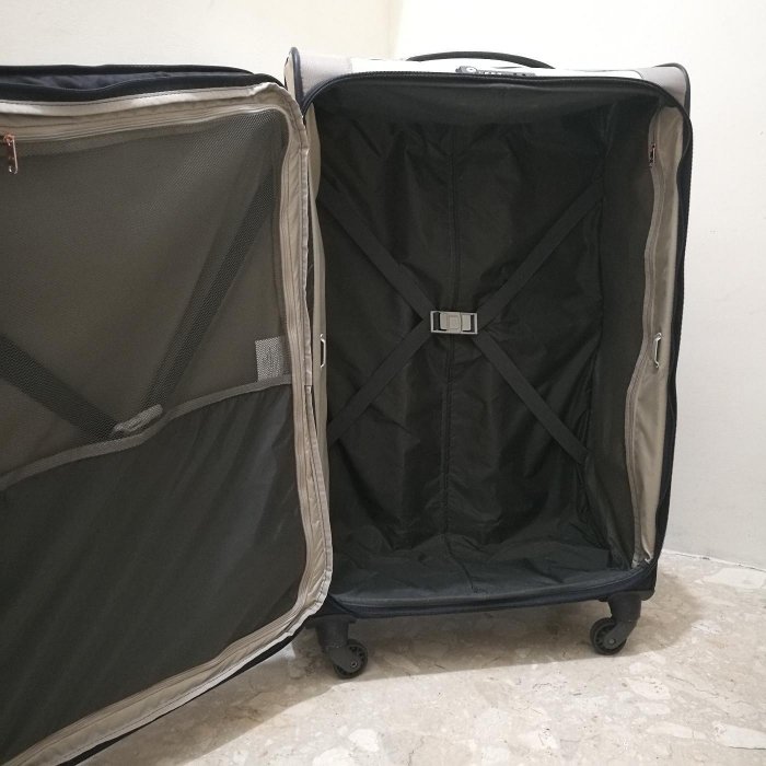 新秀麗Samsonite Uplite SPL 28吋羽量級行李箱 贈保護套及十字束帶 深藍色/米色 布面軟殼超輕