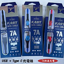 【7A Type C+USB充電線】OPPO A5 2020 A9 2020快充線 充電線 傳輸線 快速充電