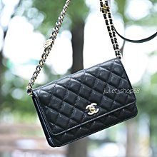 【茱麗葉精品】全新精品 CHANEL 專櫃商品 AP2840 金幣鏈帶小牛皮翻蓋WOC鍊包.黑/金