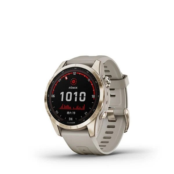 保固一年 GARMIN Fenix 7S Solar 手錶 腕錶 奶油金錶圈 淡沙色矽膠錶帶 GPS 公司貨 高雄可面交