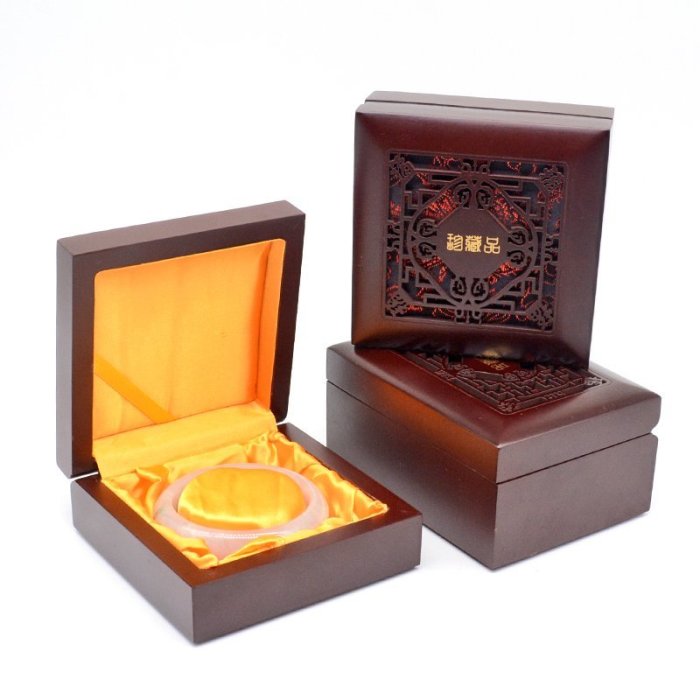 樂土高檔木質珠寶首飾盒佛珠手鐲項鏈吊墜禮品包裝盒單個翡翠玉鐲盒子