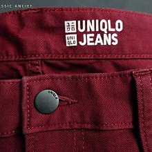 CA 日本品牌 UNIQLO 深紅 合身窄管 彈性九分牛仔褲 32腰一元起標無底價Q930