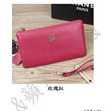 &蘋果之家&現貨-流行時尚-韓版-真皮拉鍊手拿包-可放6吋以下手機喔!-玫瑰紅