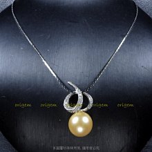 珍珠林~手工打造925純銀珍珠墬~14MM最高級南洋硨磲貝珍珠墬 #928+2