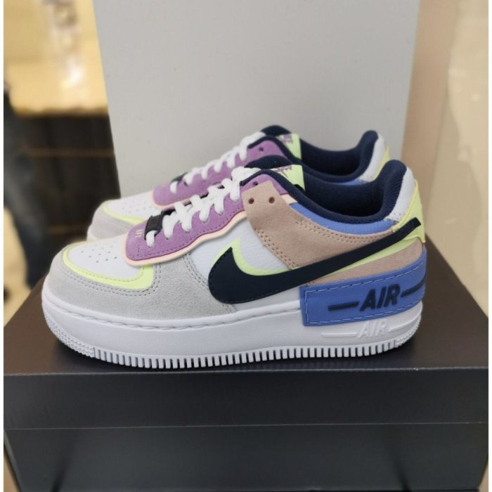 【正品】Nike Air Force 1 Shadow 灰紅藍 馬卡龍 女 CU8591-100/CU8591-001潮鞋