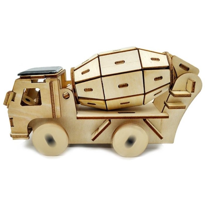 立體拼圖兒童3D木制益智立體拼圖玩具 太陽能木質diy手工拼裝積木玩具