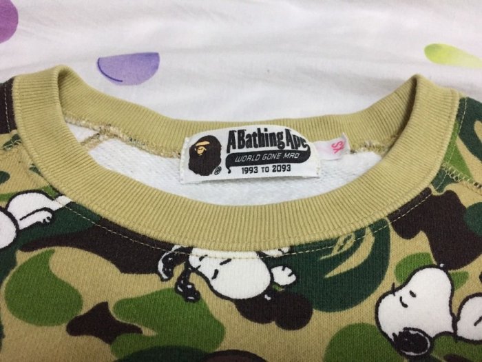 二手美品】A Bathing APE BAPE x SNOOPY 史努比綠迷彩飛行員【XS 號