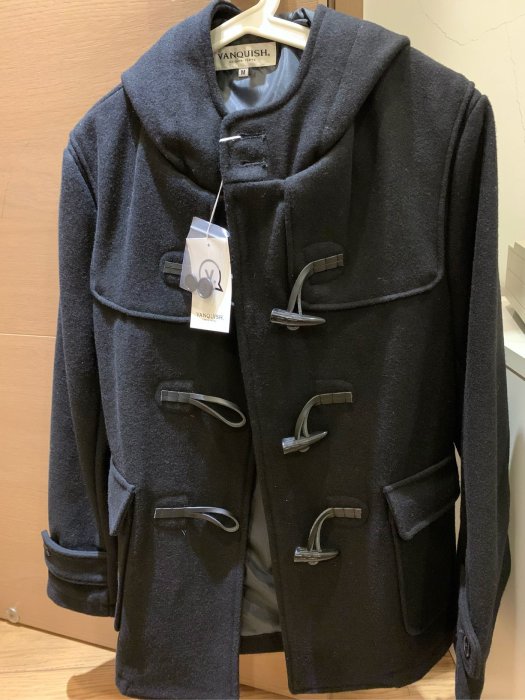 日本Vanquish羊毛牛角釦外套 質感超棒 藤原浩主理 大衣 黑色
