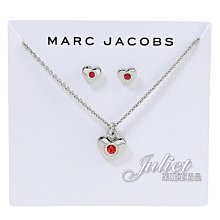 【茱麗葉精品】全新精品 MARC JACOBS 刻印LOGO心型飾品套組.亮銀/紅鑽 #603 現貨