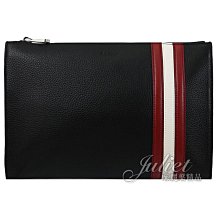 【茱麗葉精品】【全新商品】BALLY 6240414 CURTZ 經典條紋牛皮拉鍊手拿包.黑 現貨