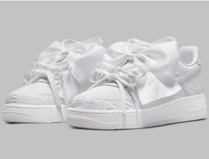 Nike Air Force 07 LX Bow 蝴蝶結 絲綢 緞帶 純白 全白 白色 女鞋 各尺寸
