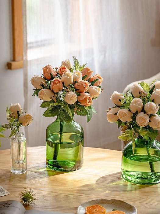 掬涵歐式保加利亞玫瑰仿真花假花客廳擺設永生花裝飾絹花餐桌擺件