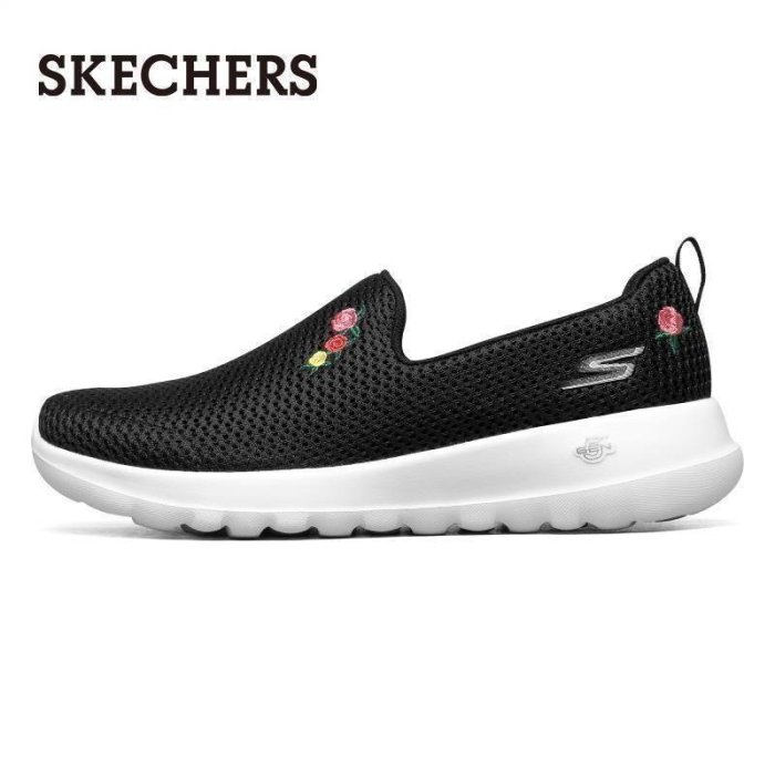 【熱賣下殺】Skechers斯凱奇女鞋健步鞋一腳套懶人鞋花朵老人休閑運動鞋15640