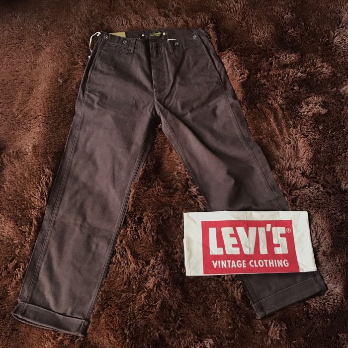 levis vintage clothing lvc 1920's 非501 直筒 吊袋扣 咖啡  休閒褲 工作褲