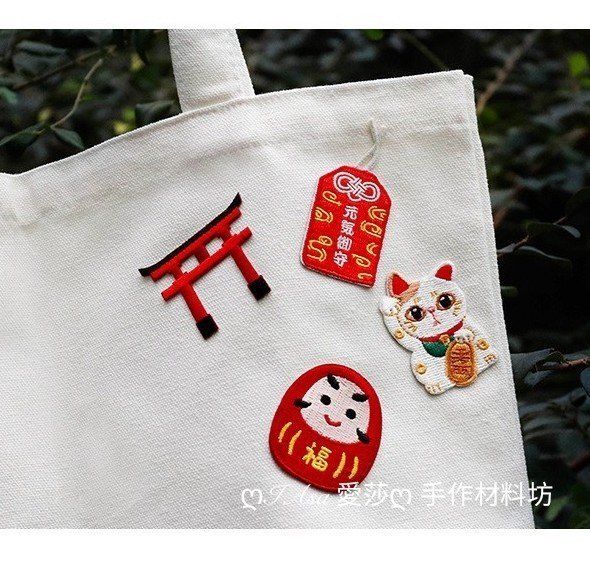 《iAsa愛莎の》手作材料✂吉之神社刺繡布貼可愛衣服手機裝飾貼手賬貼紙百搭時尚自粘補丁貼