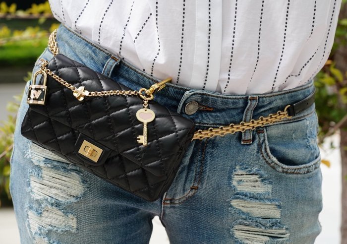 Chanel A57791 Chanel Bi Quilted Waist Bag 鍊帶腰包 2.55 黑金鏈