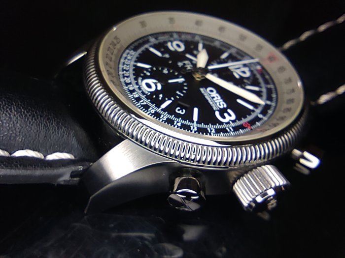 【低調的奢華】ORIS 歐力士 BIG CROWN 飛行錶 大錶徑46mm 鐵灰色錶殼 自動上鍊 計時功能~原廠盒單