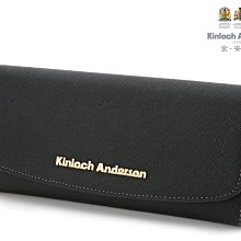 【寧寧精品】Kinloch Anderson 金安德森 原廠授權台中專賣店【防刮十字紋兩摺女用長皮夾 經典黑】750-3