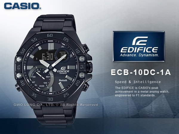 CASIO 卡西歐 手錶專賣店 國隆 ECB-10DC-1A EDIFICE 藍牙智慧錶款 手機藍牙連線功能 男錶