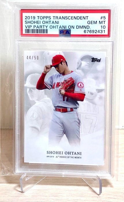 大谷翔平2018年4月獲得美聯最佳新秀限量50張紀念卡PSA 10，2019 Topps