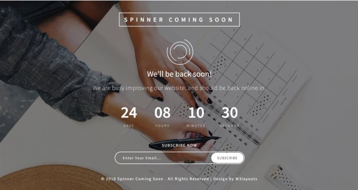 SPINNER COMING SOON 響應式網頁模板、HTML5+CSS3、網頁設計  #02118