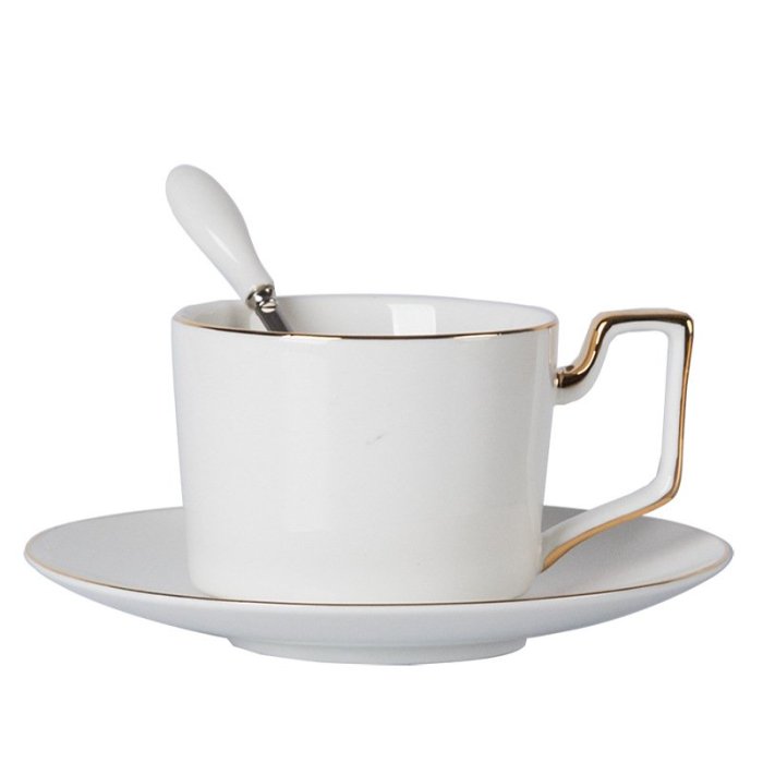 咖啡杯陶瓷咖啡杯套裝紅茶杯下午花茶杯碟手工描金送禮配勺卡布奇諾拿鐵