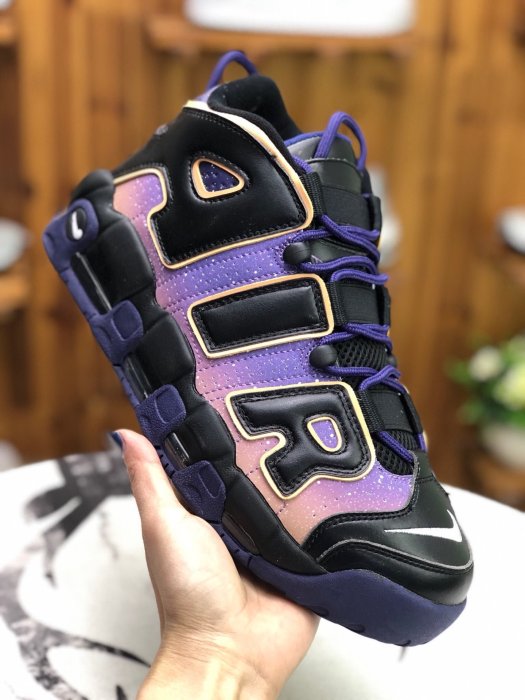 Nike AIR MORE UPTEMPO '96 UK 黑紫 皮蓬 大AIR 漸變色 籃球鞋 553546 018