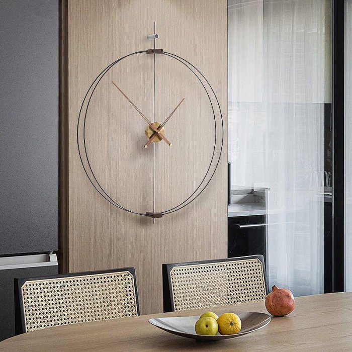【現貨精選】掛鐘 居家時鐘家用藝術靜音創意輕奢西班牙極簡樣板間客廳實木超大指針掛鐘表