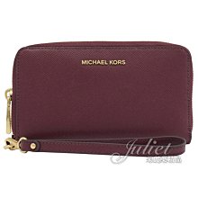 【茱麗葉精品】全新精品 MICHAEL KORS 專櫃商品 JET SET 防刮荔紋皮革手提式中夾.酒紅 現貨