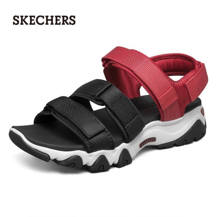 100原廠％Skechers/斯凱奇涼鞋女2021新款魔術貼厚底露趾沙灘涼鞋66666284