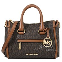 【茱麗葉精品】全新精品 MICHAEL KORS 專櫃商品 CARINE 浮雕LOGO印花皮革迷你兩用包.深咖 現貨