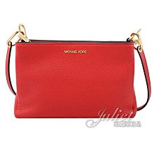 【茱麗葉精品】全新商品 MICHAEL KORS 專櫃商品 TRISHA 素面荔枝皮革三層斜背包.紅 現貨