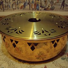 歐洲古物時尚雜 金銅色蠟燭爐座 圓爐台 擺飾品 古董收藏