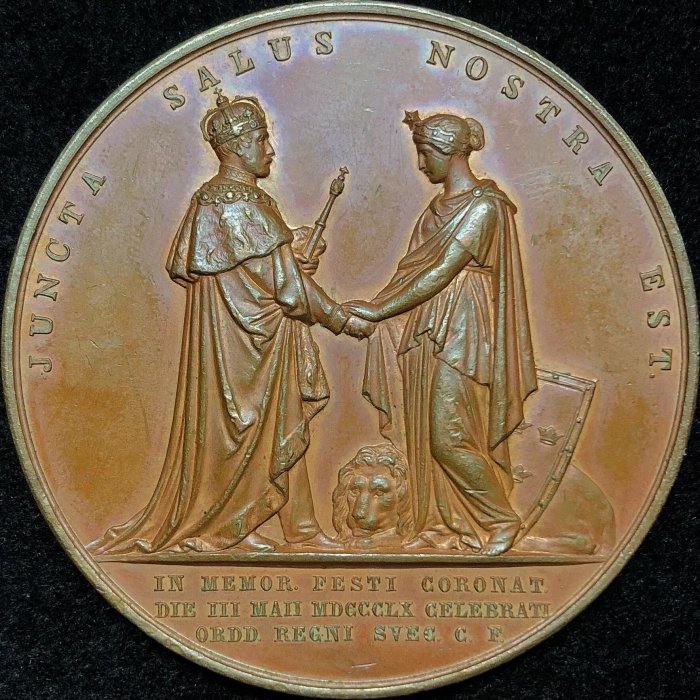 瑞典1860年卡爾十五世加冕銅章 @Ericsson