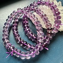 小極品-天然雙色 紫水晶 超大10mm+鑽石刻面盤珠（單圈）手珠手鍊DIY串珠•點點水晶•