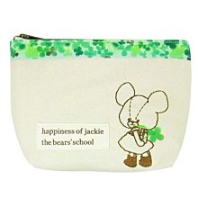 含稅 日本正版 小熊學校 幸運草 刺繡 船型 化妝包 收納包 筆袋 The Bears' School【099648】