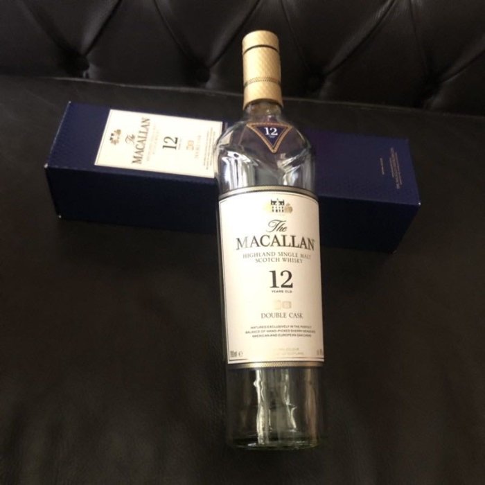 MACALLAN 麥卡倫12年威士忌空酒瓶(700ml)/多用途玻璃空瓶/空洋酒瓶/花器/容器～雪莉雙桶空瓶（附紙盒）