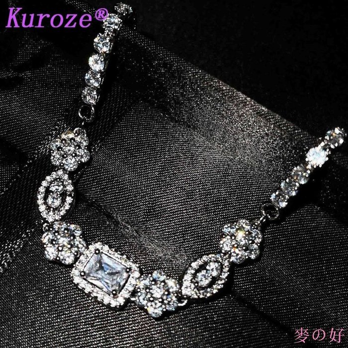 【精選好物】Kuroze S925銀莫桑鑽白鑽手鍊方形圓形花朵水晶手鍊