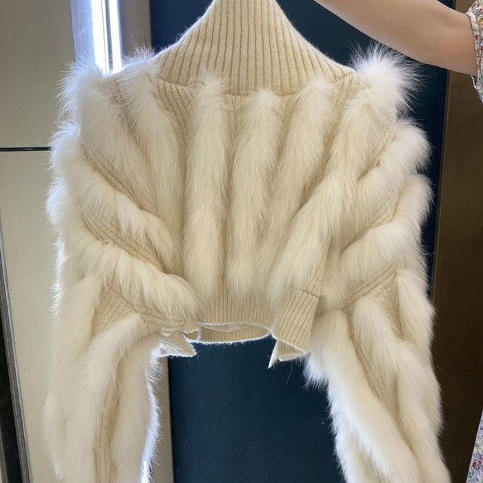 新品 2022年秋冬慵懶風寬松高腰加厚高領套頭針織毛衣女設計感小眾促銷