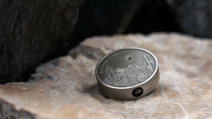 庫克2021年天文隕石索諾拉州拉西埃內加隕石仿古加厚鑲嵌紀念銀幣