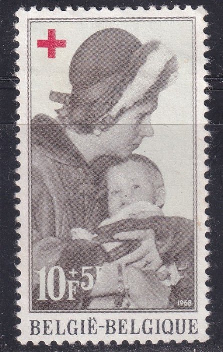 比利時1968『法比奧拉王后』附捐大型新票