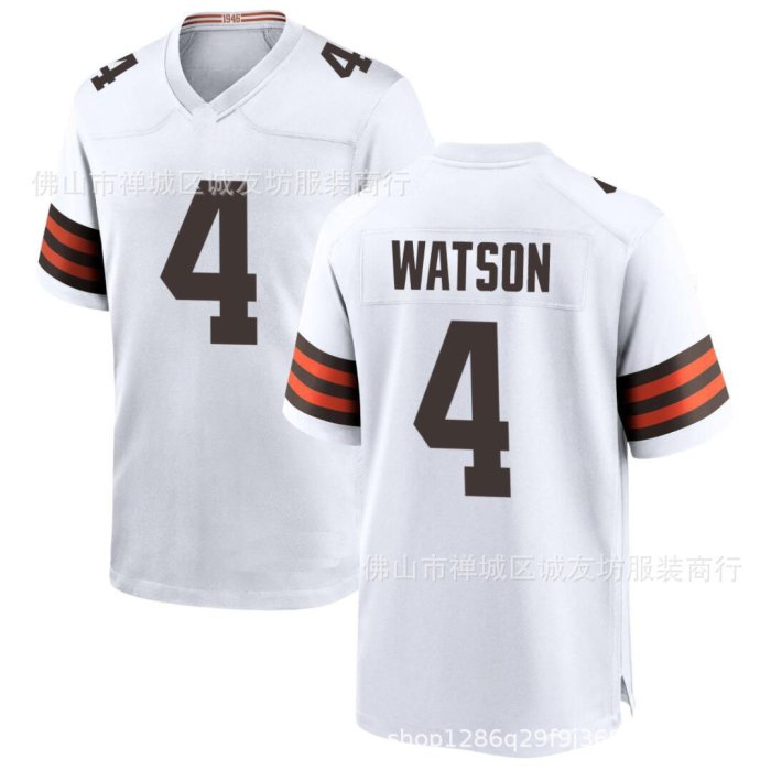 現貨球衣運動背心NFL橄欖球球衣 布朗 4 白色1946 Browns Deshaun WatsonJersey