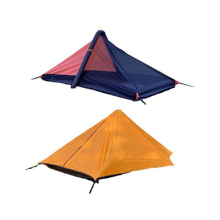 EXk單人充氣帳篷戶外野營露營可攜式摺疊野外成人登山釣魚雙層防