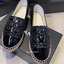 Chanel 小香鉛筆鞋 G29762 New Espadrilles 漆皮亮片 CC 休閒鞋 黑 現貨