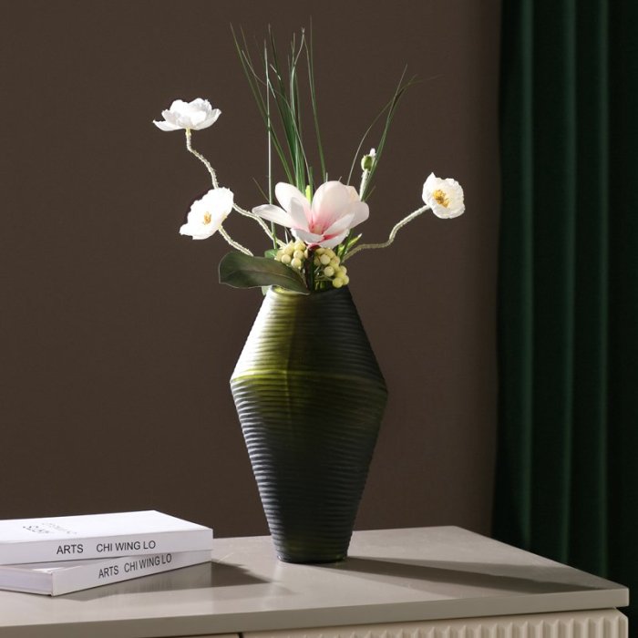 美式簡約玻璃花瓶擺件 創意家居客廳餐廳插花花器樣板間軟裝飾品