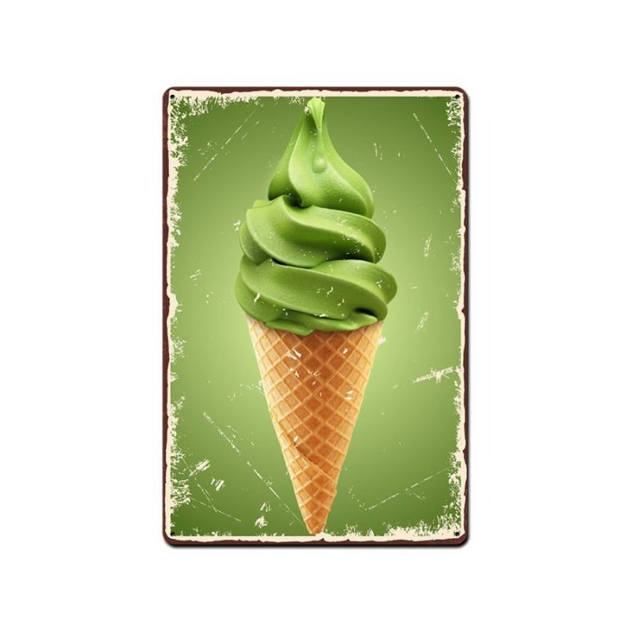 【現貨】2019冰淇淋復古鐵皮畫 咖啡廳背景墻壁裝飾ice cream無框掛畫