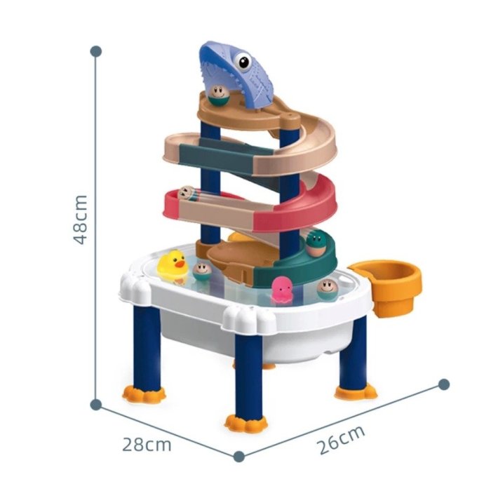 開心洗澡玩水組 兒童玩具 多功能玩具 軌道 積木 玩水玩具 玩沙玩具 洗澡玩具 玩具行李箱 噴水玩具